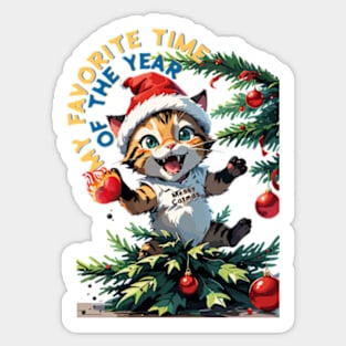 Messy Cat Christmas Sticker